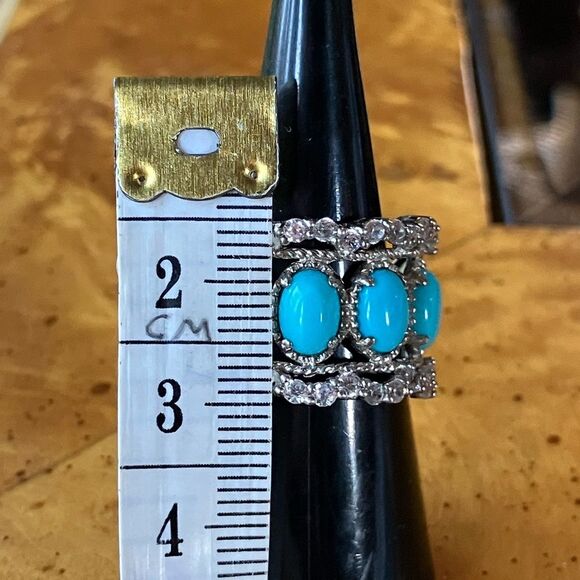 Sleeping Beauty Turquoise Sterling Silver Ring Size 6.75 - Picture 7 of 9